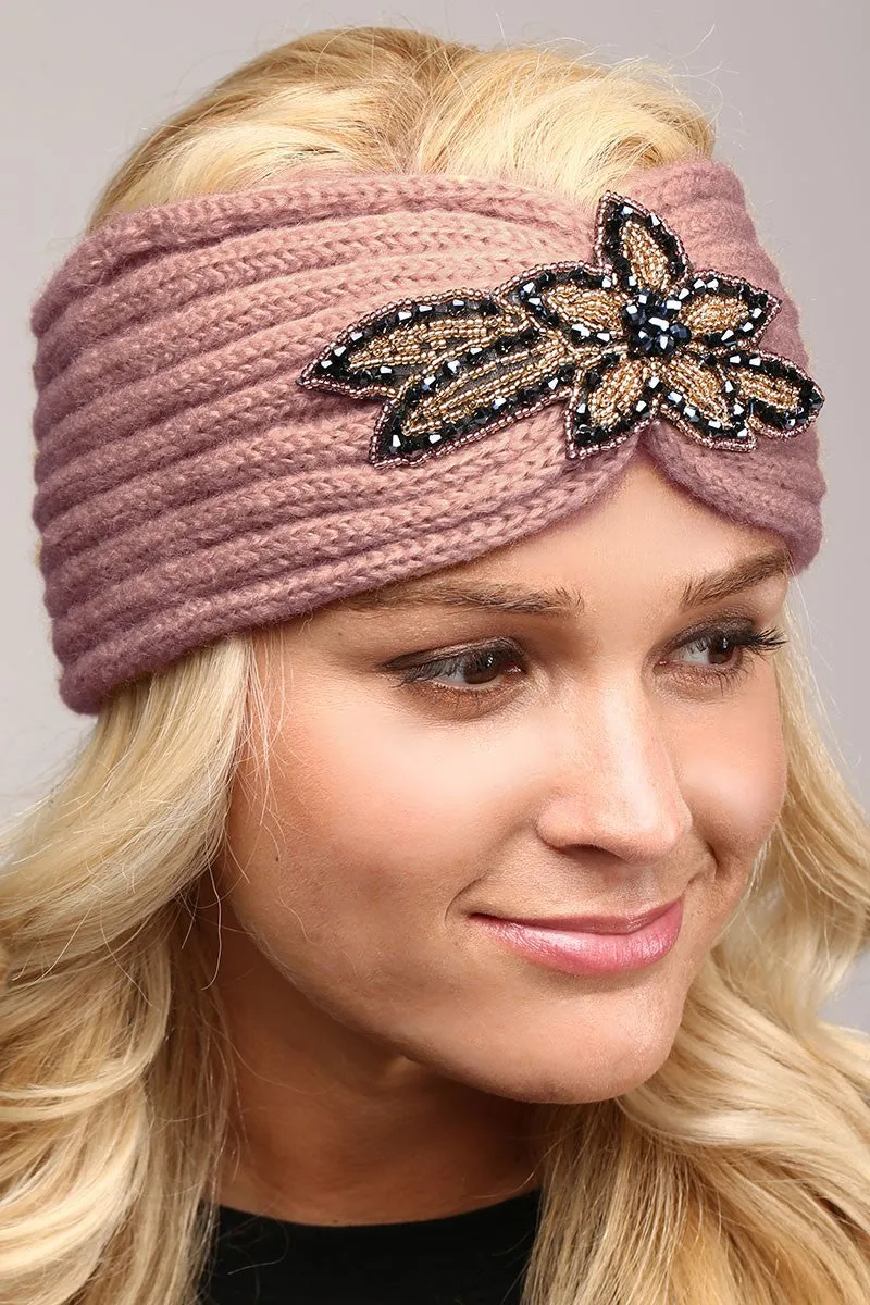 Flower Sequin Knitted Headband