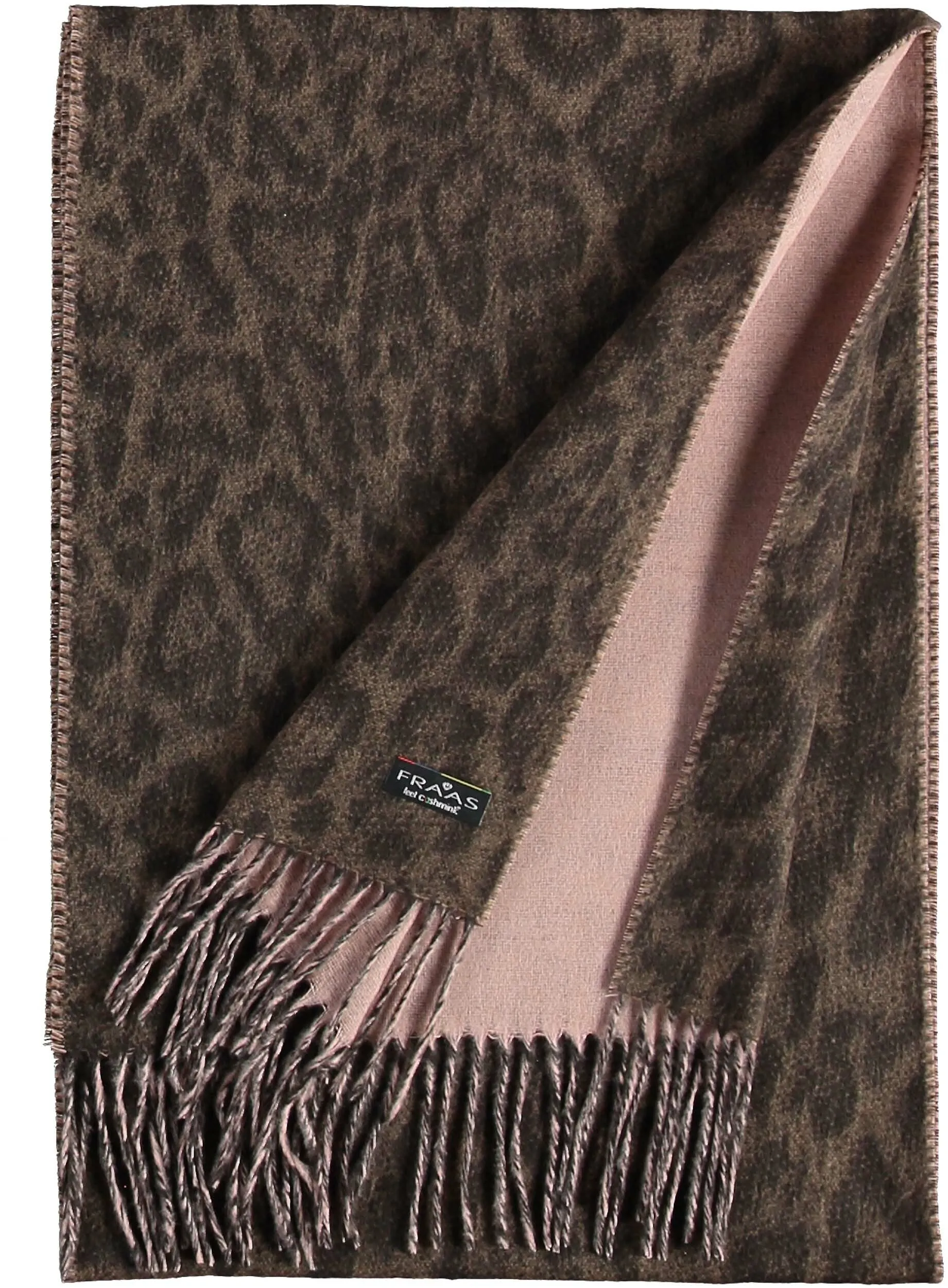 Fraas 625273 180 Mocha Nude Double Face Animal Print Cashmink Scarf