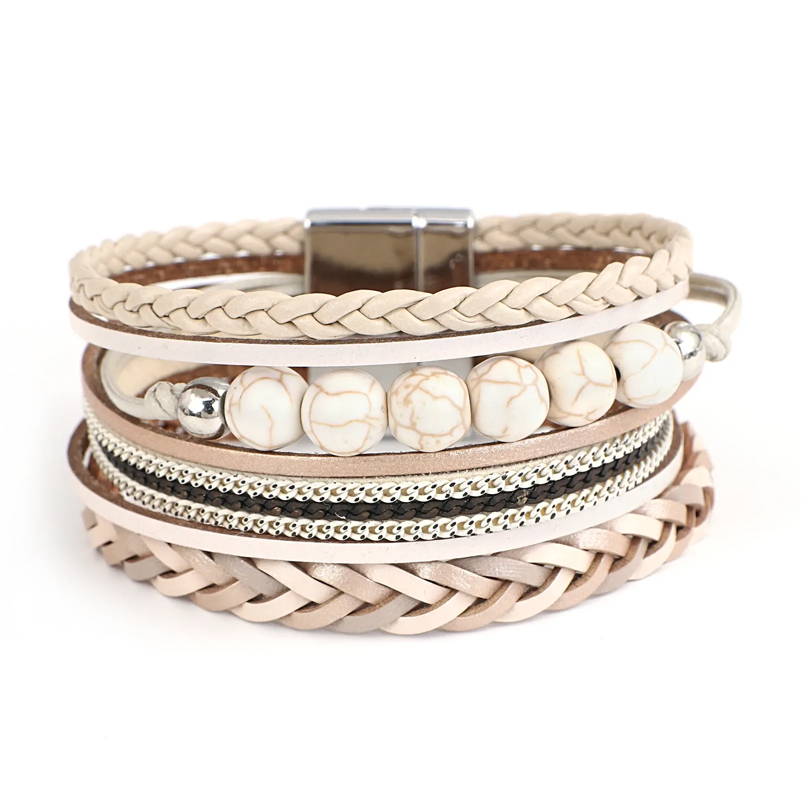 Fresh Accessories - Natural Bead Leather Bracelet