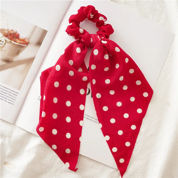 Hair Scrunchies Elastic Hair Bands Hair Scarf Ponytail Dot printing Design