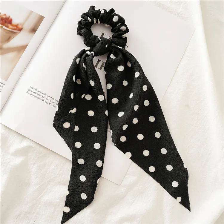 Hair Scrunchies Elastic Hair Bands Hair Scarf Ponytail Dot printing Design