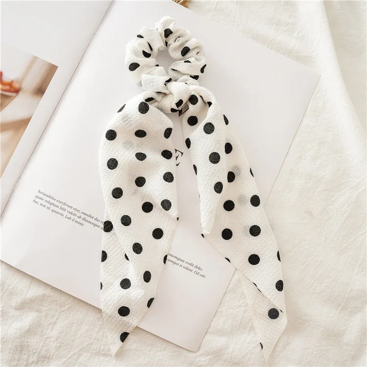 Hair Scrunchies Elastic Hair Bands Hair Scarf Ponytail Dot printing Design