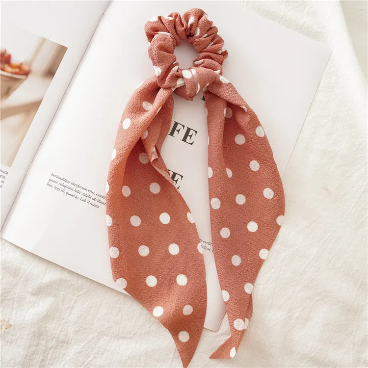 Hair Scrunchies Elastic Hair Bands Hair Scarf Ponytail Dot printing Design