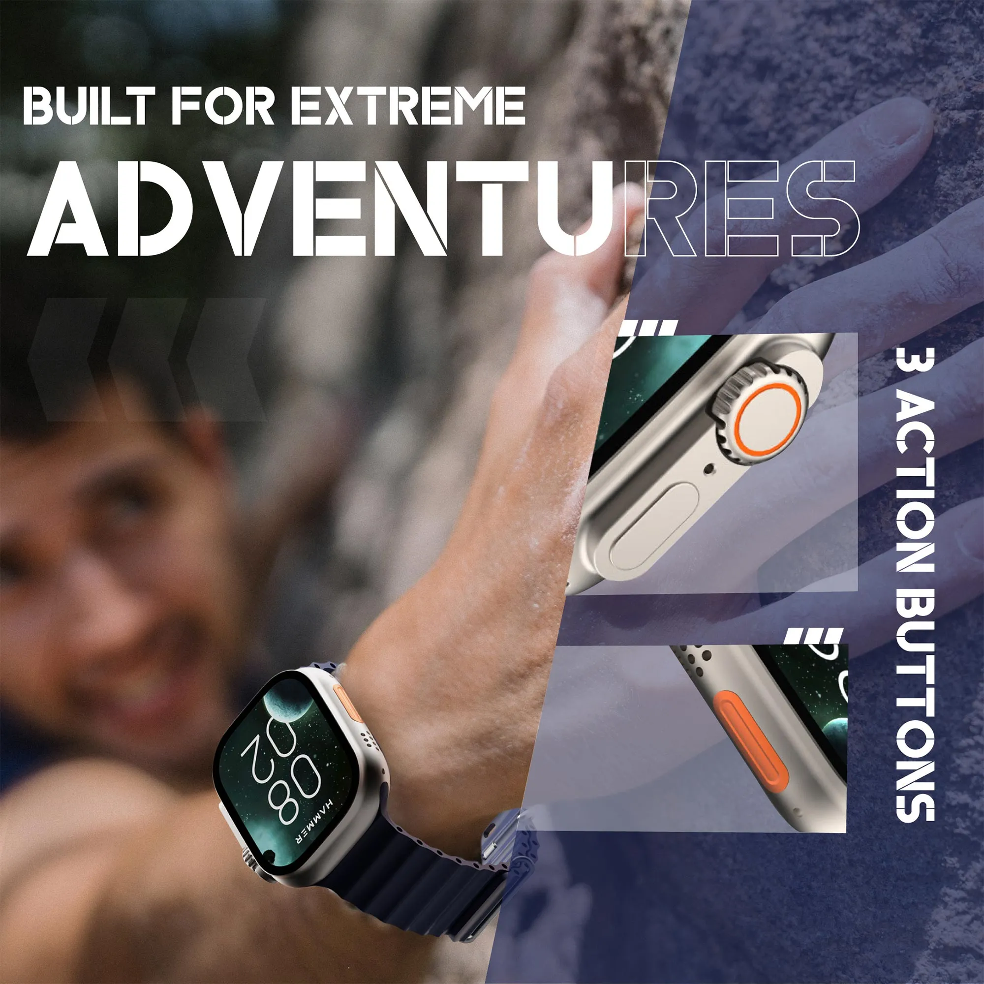 Hammer Active 2.0 Ultra with 1.95 inches Biggest Display Bluetooth Calling Smartwatch