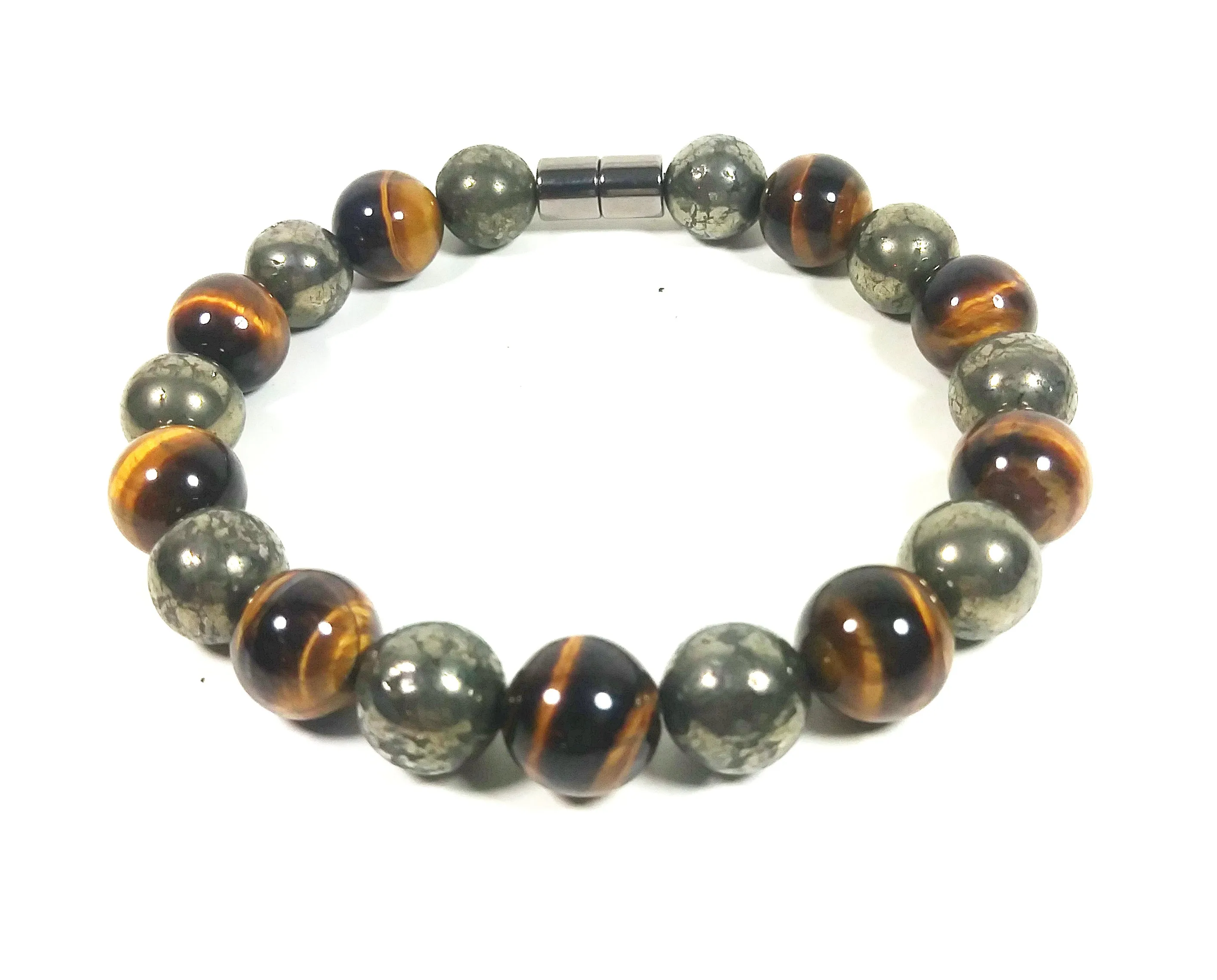 Handmade Pyrite And Yellow Tiger Eye Bracelet