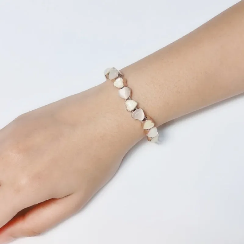 Heart Simulated Moonstone Bracelet