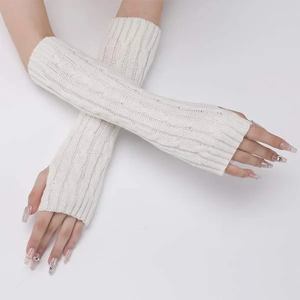 Knitted Warm Fingerless Sweater Arm Sleeves 75966435C