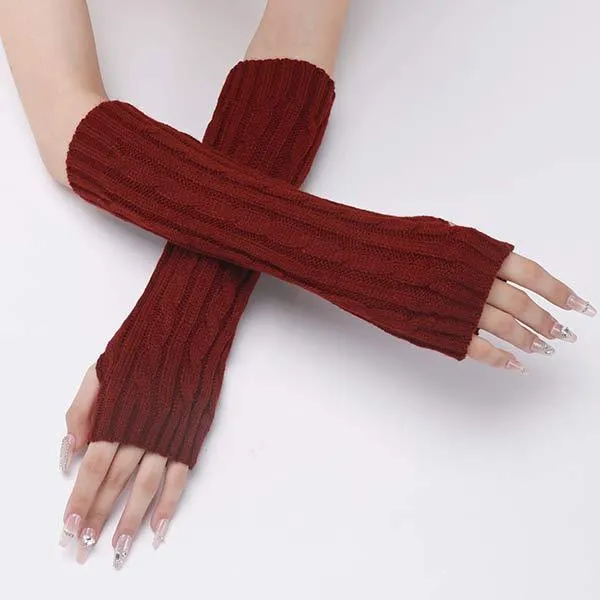 Knitted Warm Fingerless Sweater Arm Sleeves 75966435C