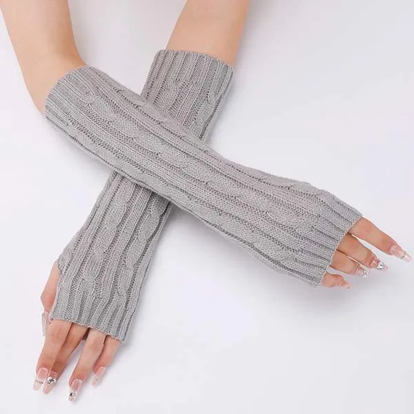 Knitted Warm Fingerless Sweater Arm Sleeves 75966435C