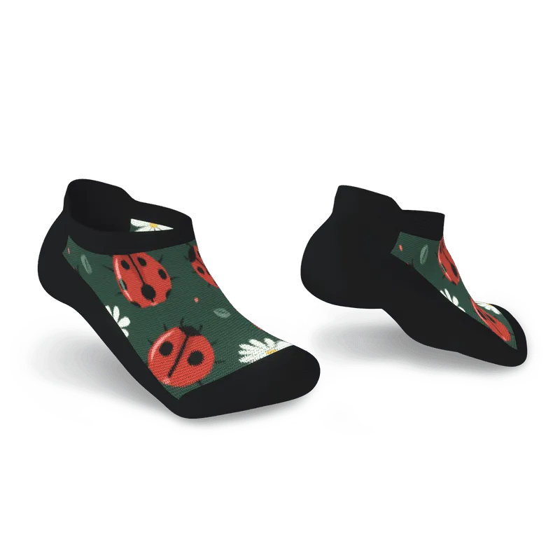 Ladybug Picnic Diabetic Ankle Socks