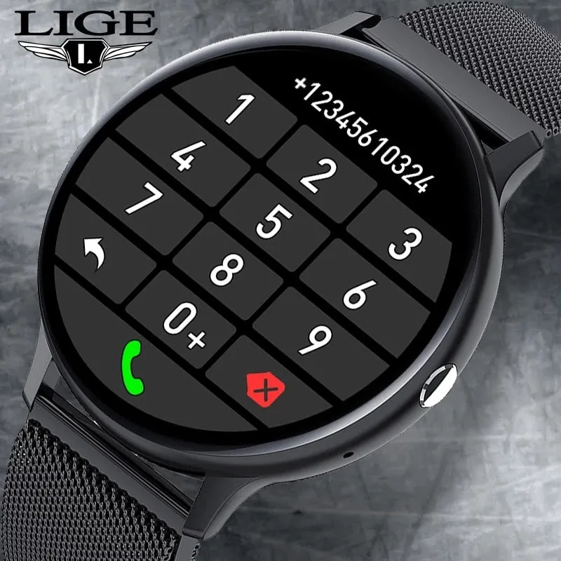 LIGE  Bluetooth Answer Call Smart Watch Men Full Touch Dial Call Fitness Tracker IP68 Waterproof 5G ROM Smartwatch for xiaomi