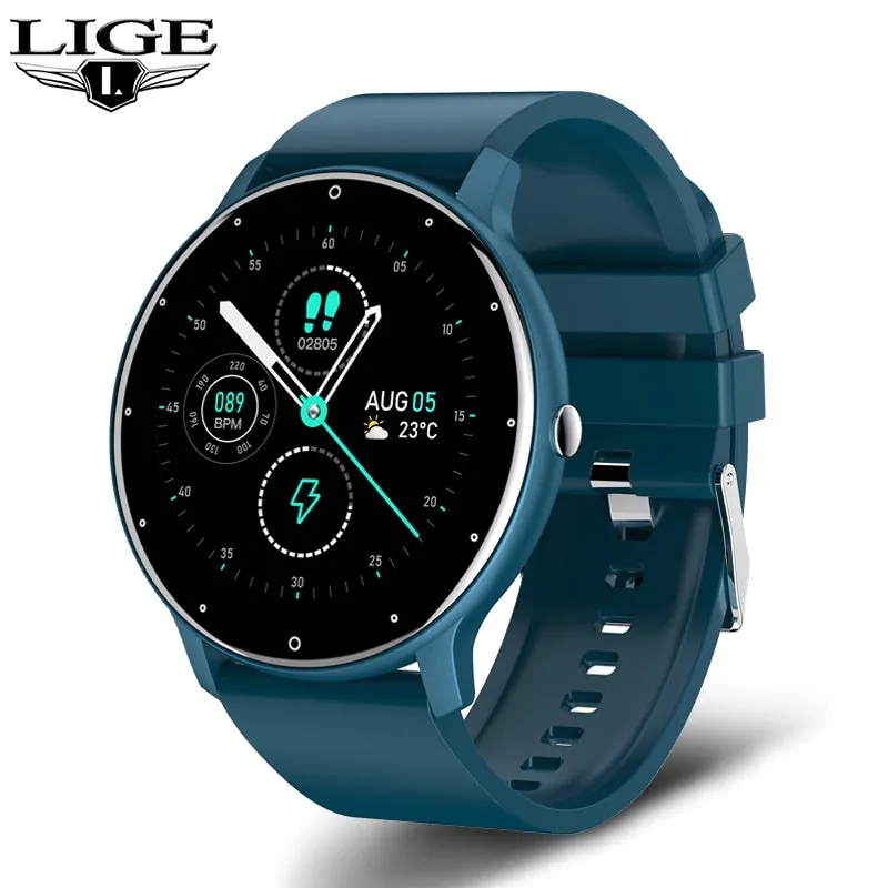 LIGE New Smart Watch Men Full Touch Screen Sport Fitness Watch IP67 Waterproof Bluetooth For Android ios smartwatch Men box