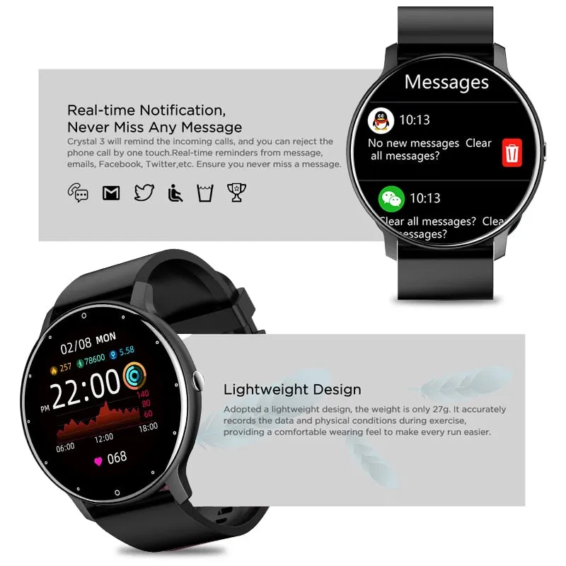 LIGE New Smart Watch Men Full Touch Screen Sport Fitness Watch IP67 Waterproof Bluetooth For Android ios smartwatch Men box