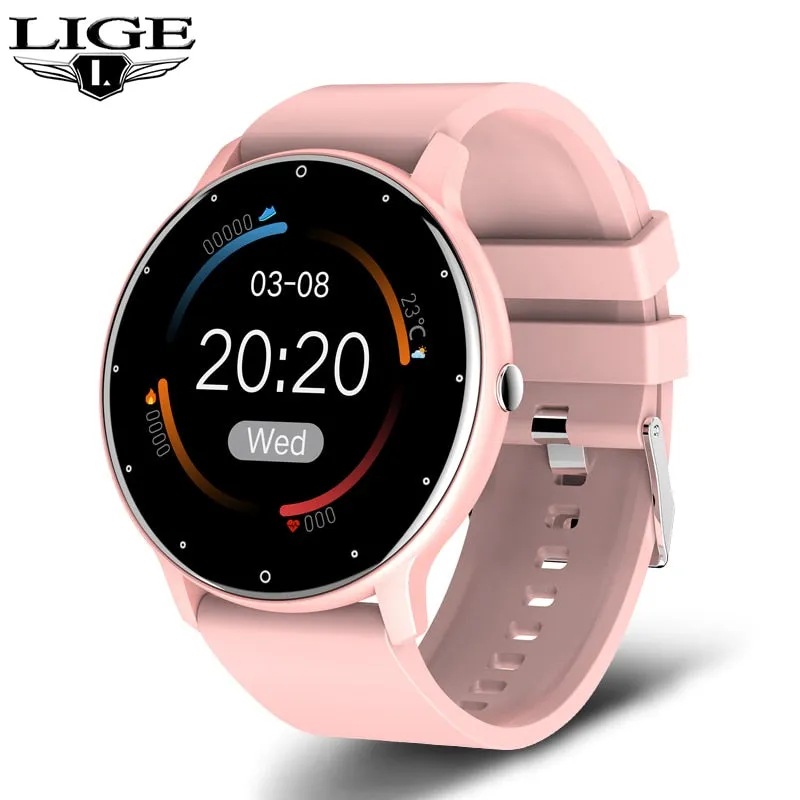 LIGE New Smart Watch Men Full Touch Screen Sport Fitness Watch IP67 Waterproof Bluetooth For Android ios smartwatch Men box