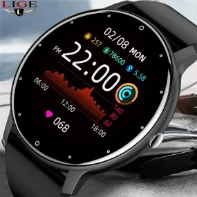 LIGE New Smart Watch Men Full Touch Screen Sport Fitness Watch IP67 Waterproof Bluetooth For Android ios smartwatch Men box