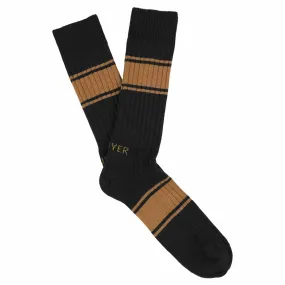 Logo Stripe Socks - Anthracite / Brown