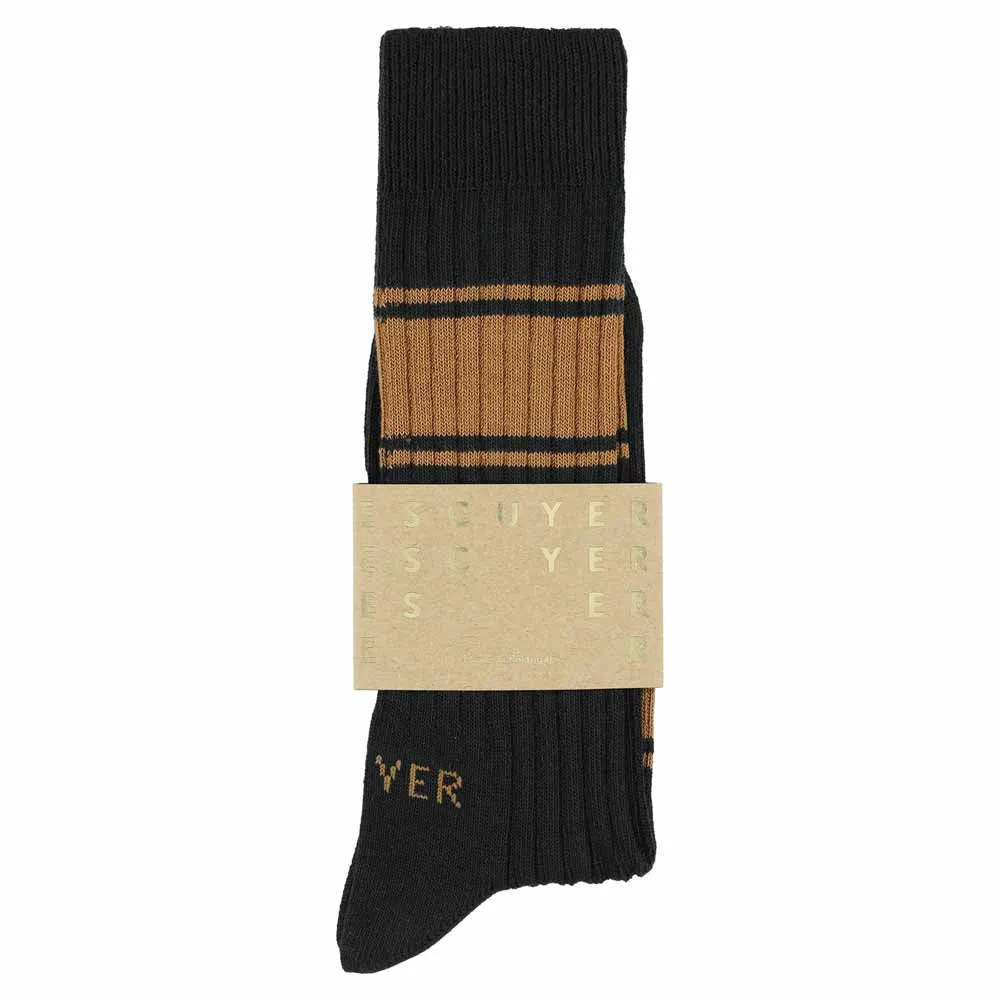 Logo Stripe Socks - Anthracite / Brown