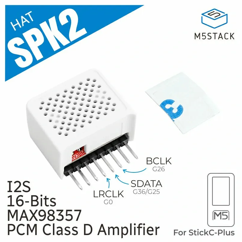 M5StickCPLUS Speaker 2 Hat (MAX98357)