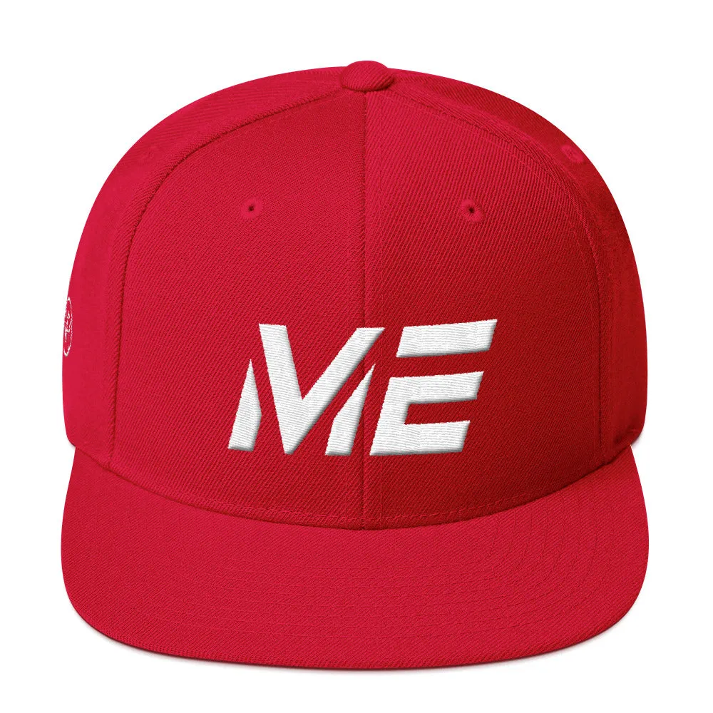 Maine - Flat Brim Hat - White Embroidery - ME - Many Hat Color Options Available