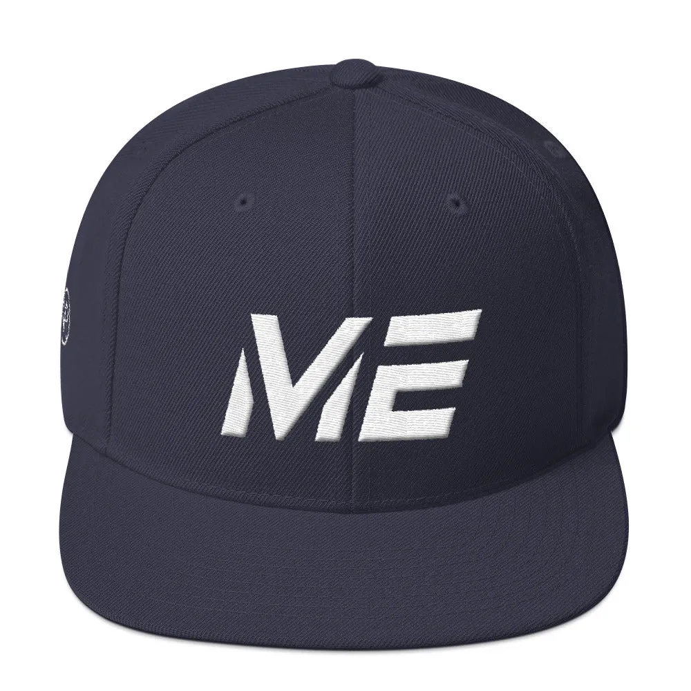 Maine - Flat Brim Hat - White Embroidery - ME - Many Hat Color Options Available