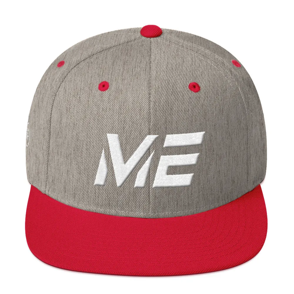 Maine - Flat Brim Hat - White Embroidery - ME - Many Hat Color Options Available