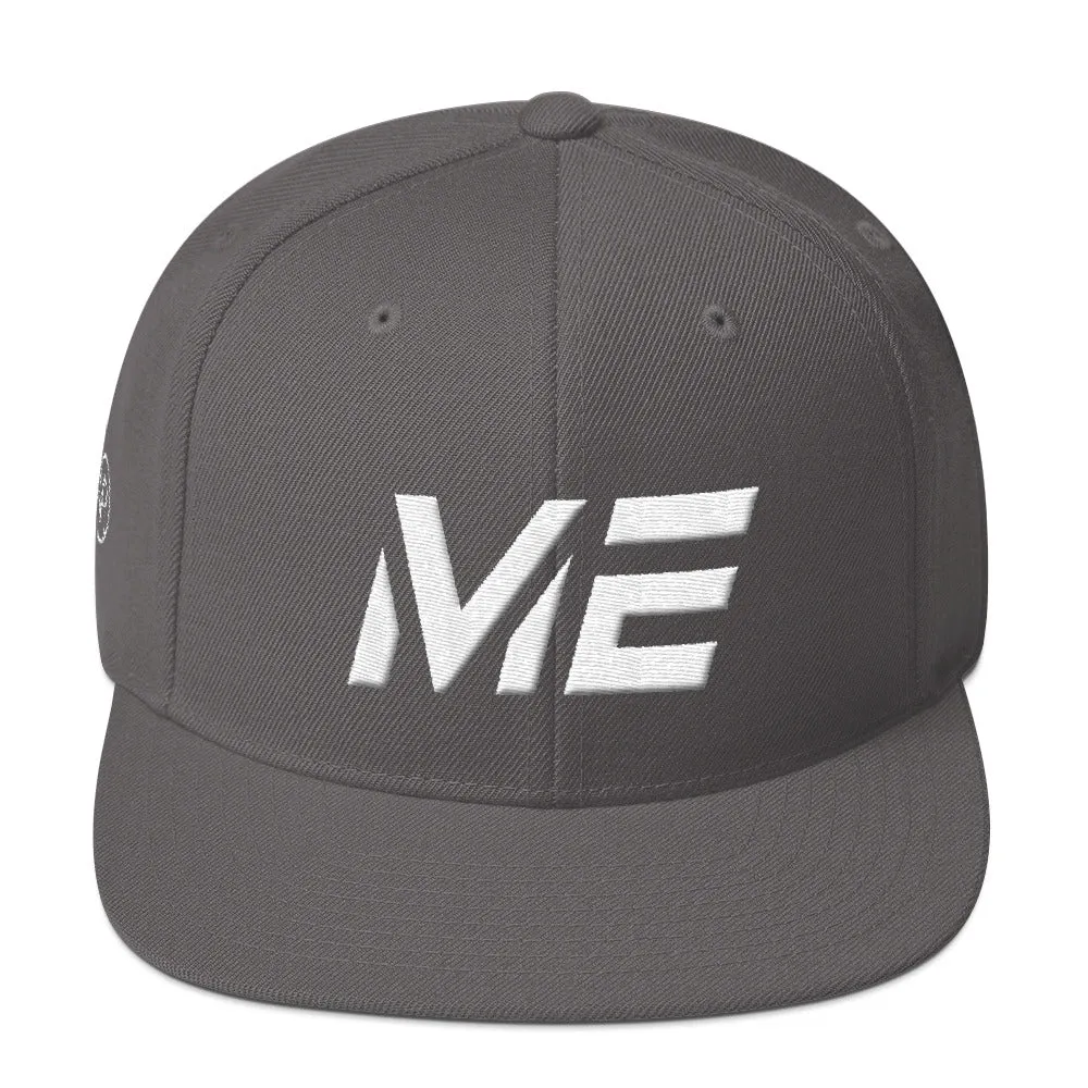 Maine - Flat Brim Hat - White Embroidery - ME - Many Hat Color Options Available