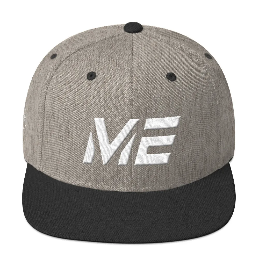 Maine - Flat Brim Hat - White Embroidery - ME - Many Hat Color Options Available