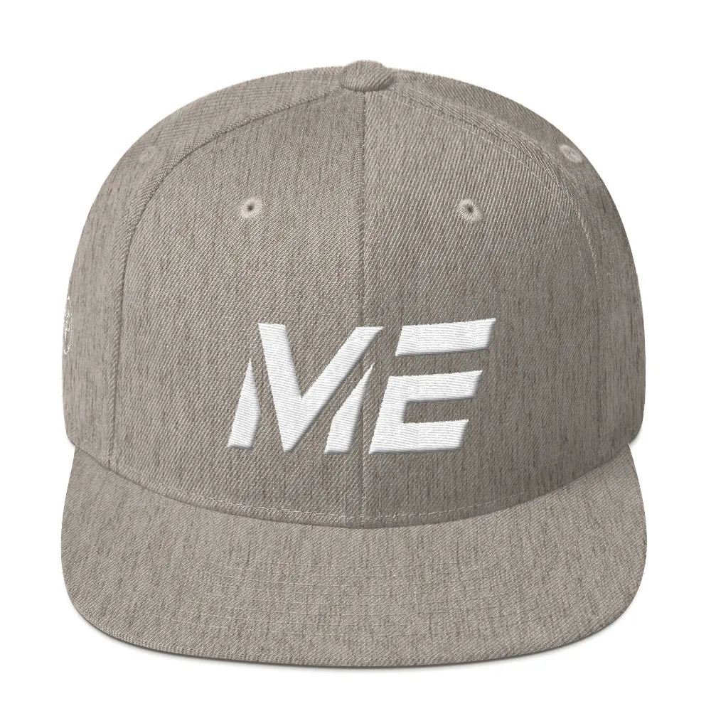 Maine - Flat Brim Hat - White Embroidery - ME - Many Hat Color Options Available