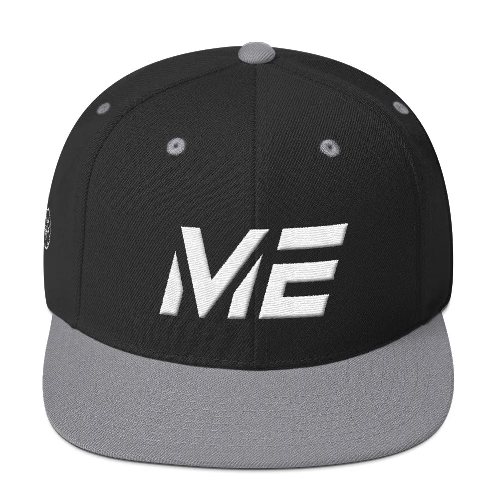 Maine - Flat Brim Hat - White Embroidery - ME - Many Hat Color Options Available