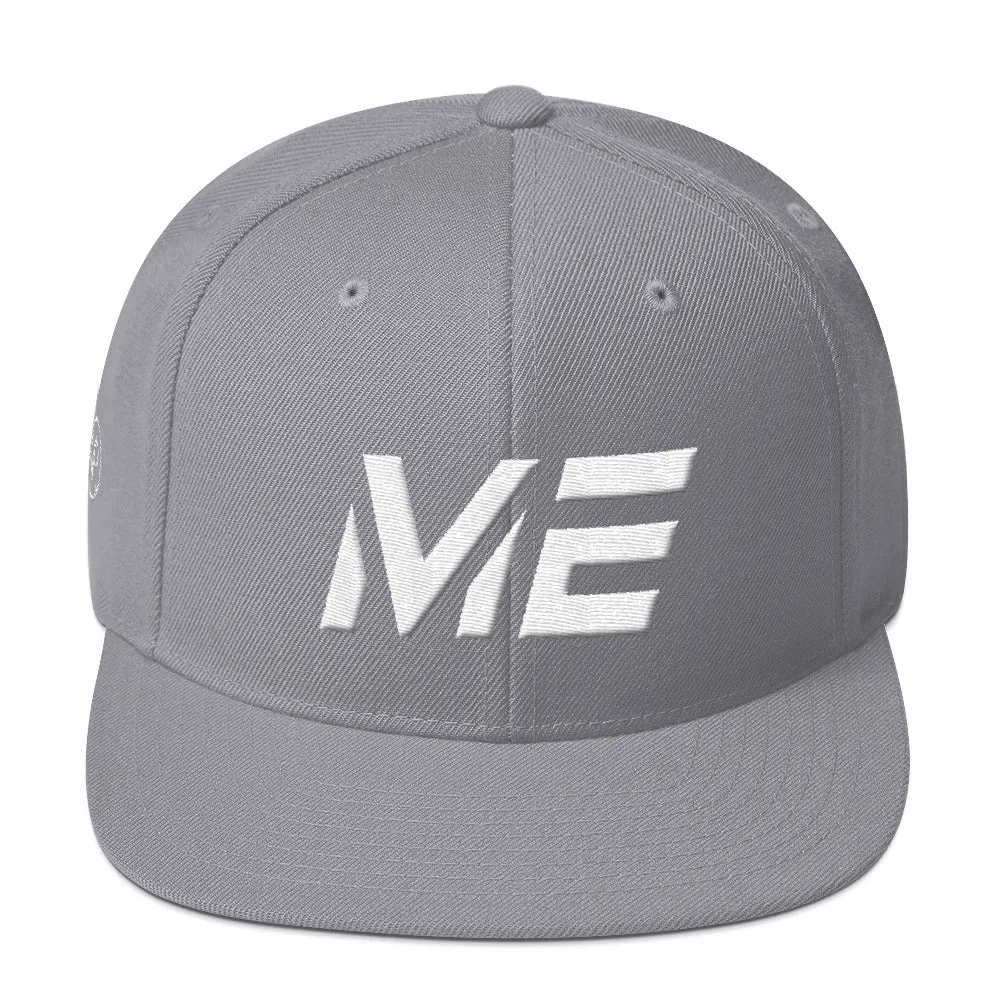 Maine - Flat Brim Hat - White Embroidery - ME - Many Hat Color Options Available