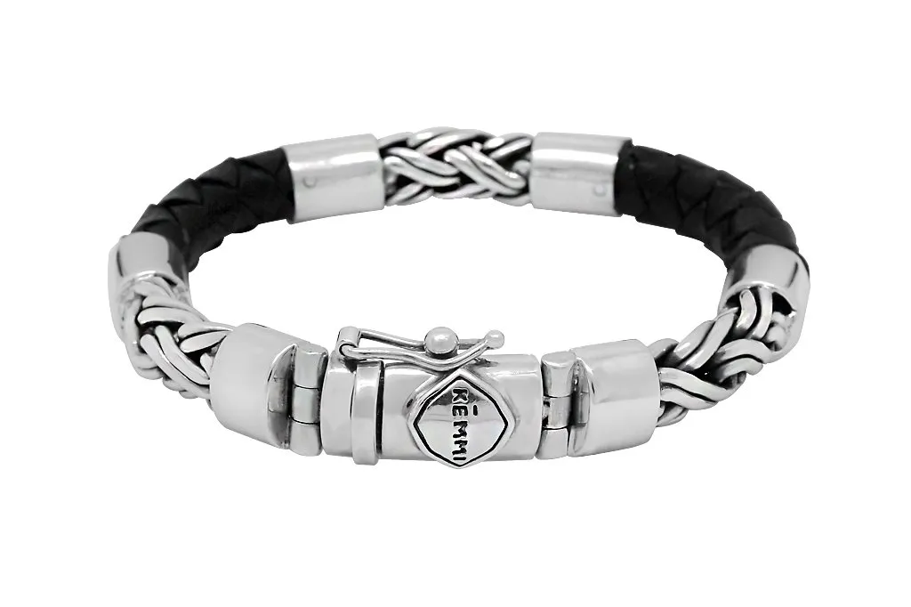 Men's Leather & Silver Mateo Bracelet