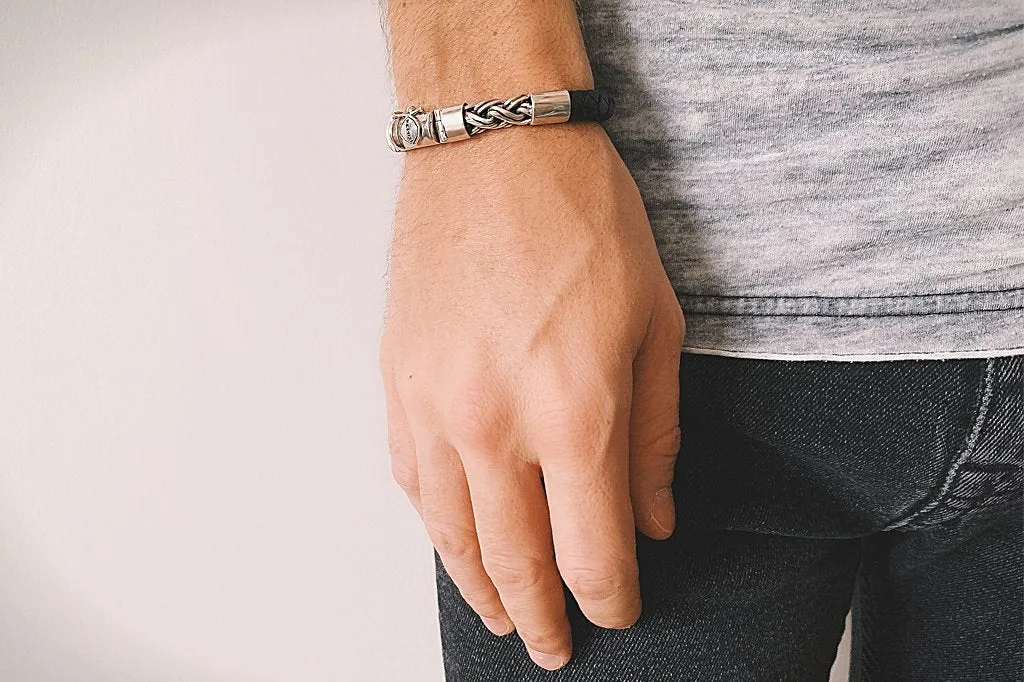 Men's Leather & Silver Mateo Bracelet