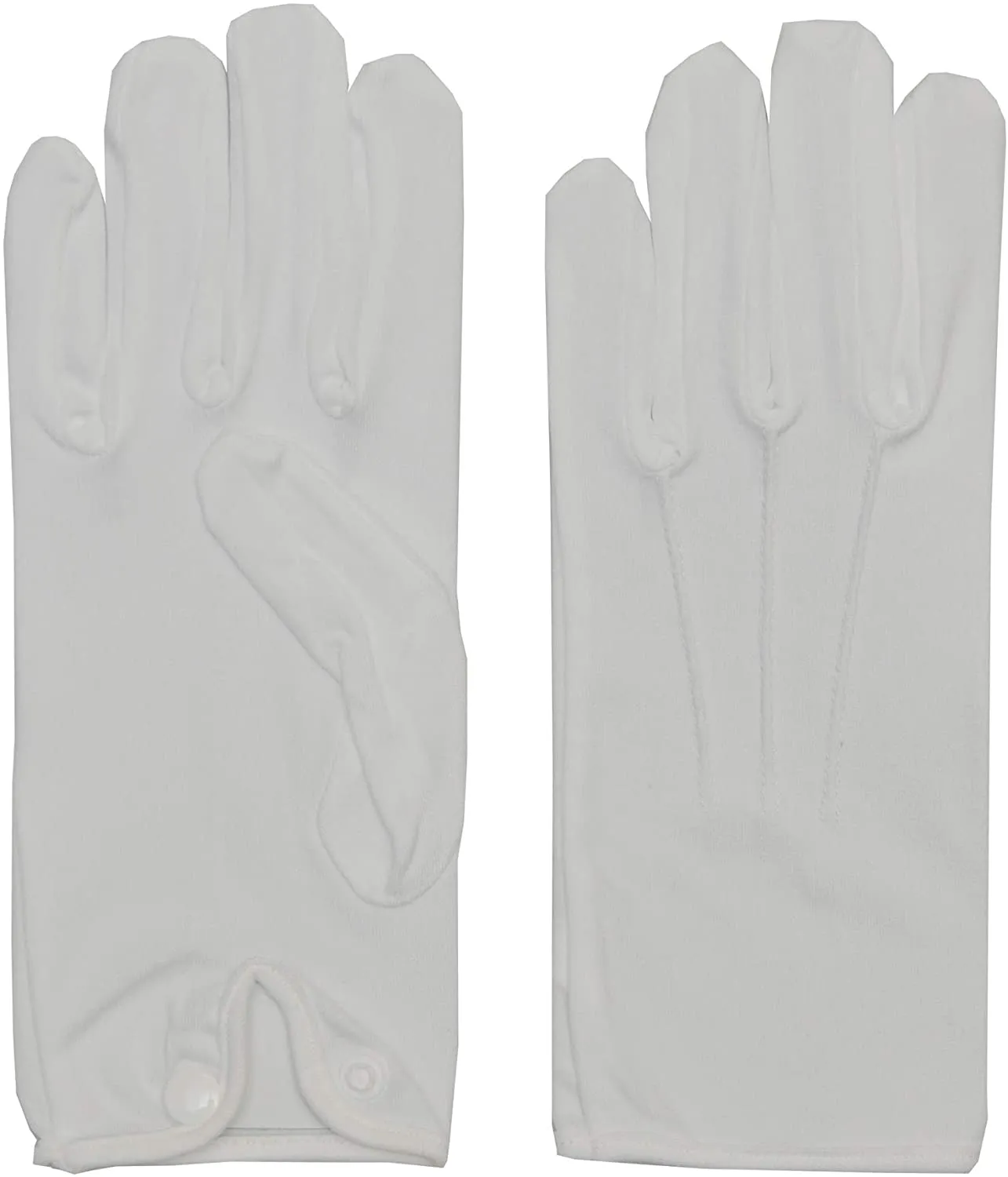 Men's Nylon White Gloves w/snap