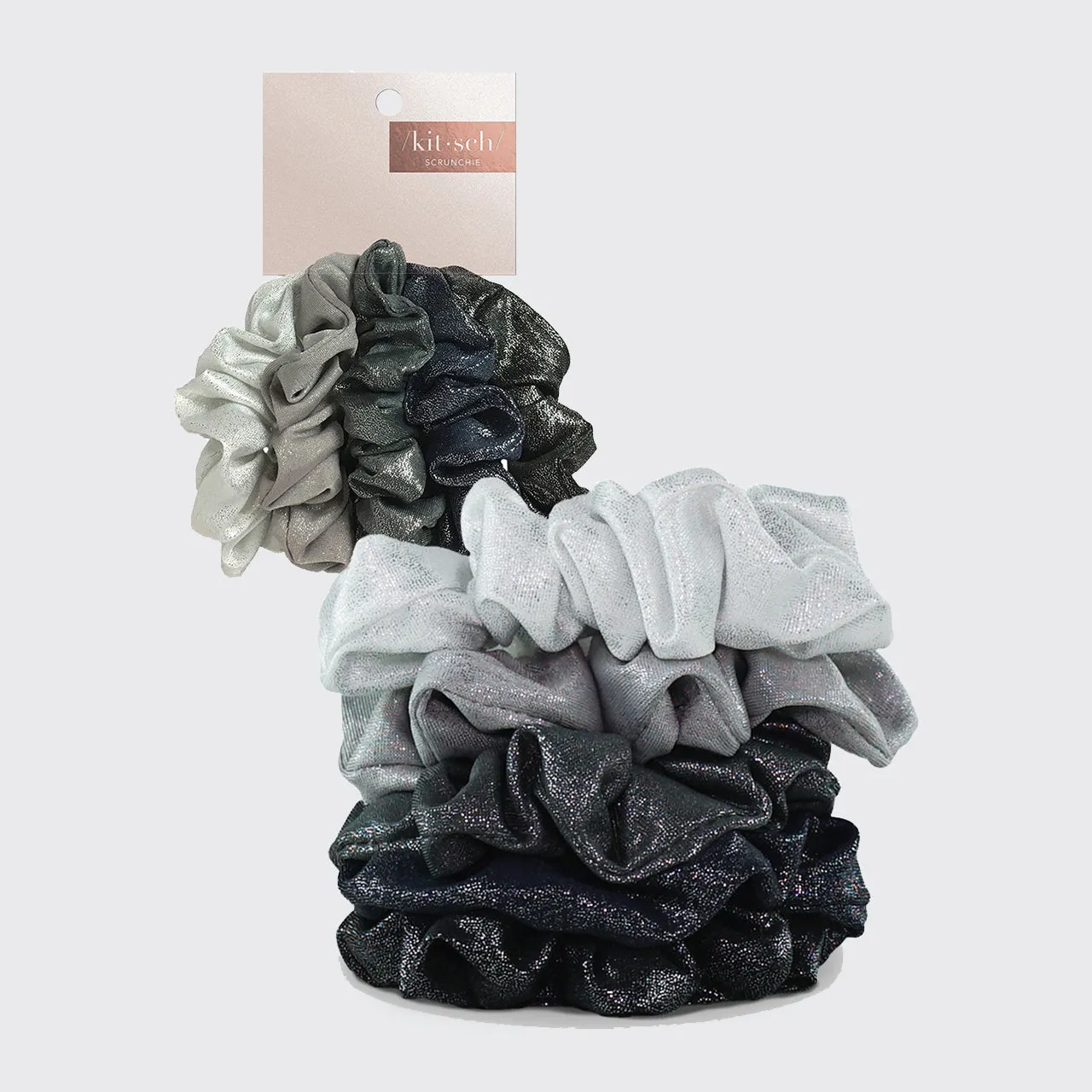 Metallic Scrunchies - Black/Gray