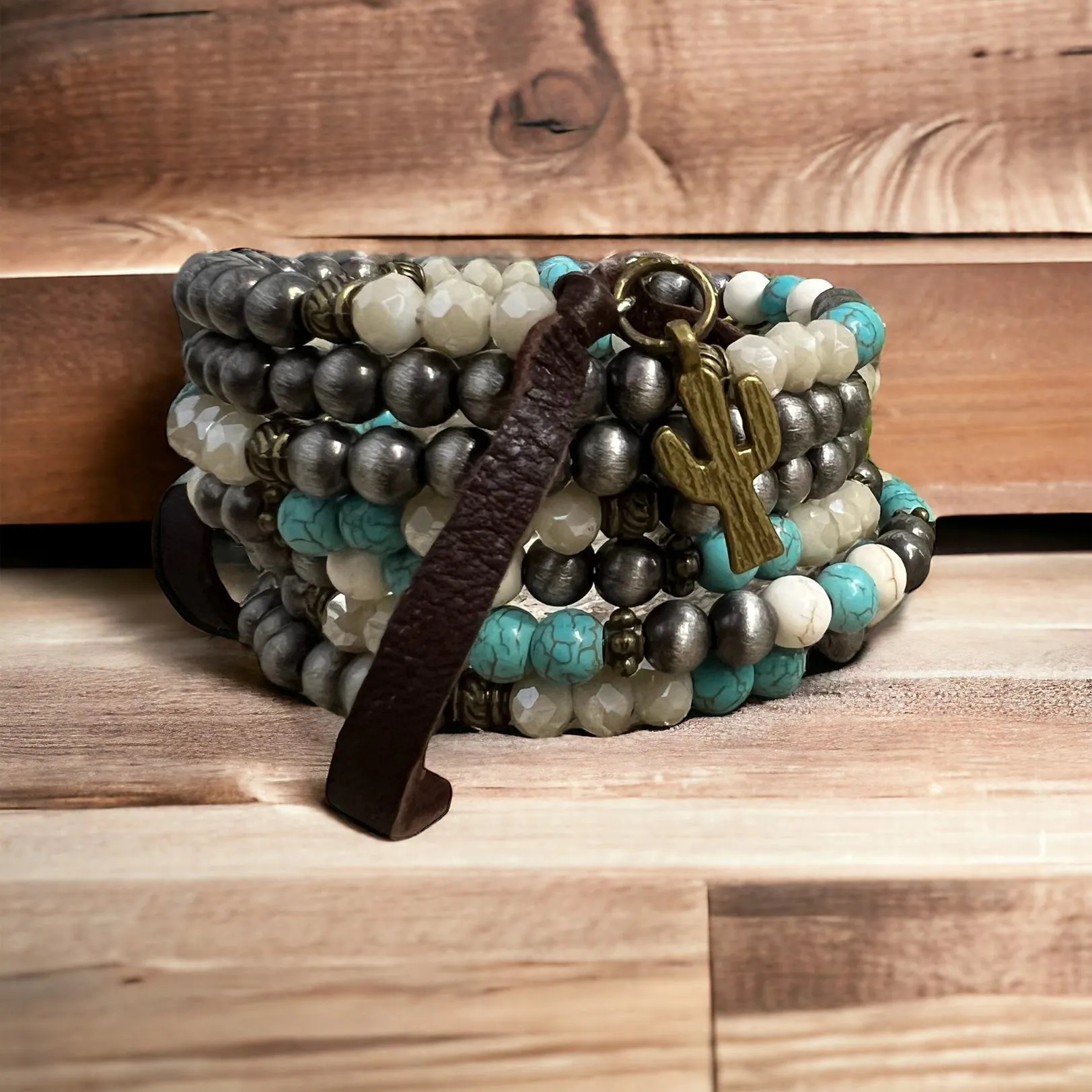 Navajo Pearl & Beaded Turquoise Wrap Bracelet