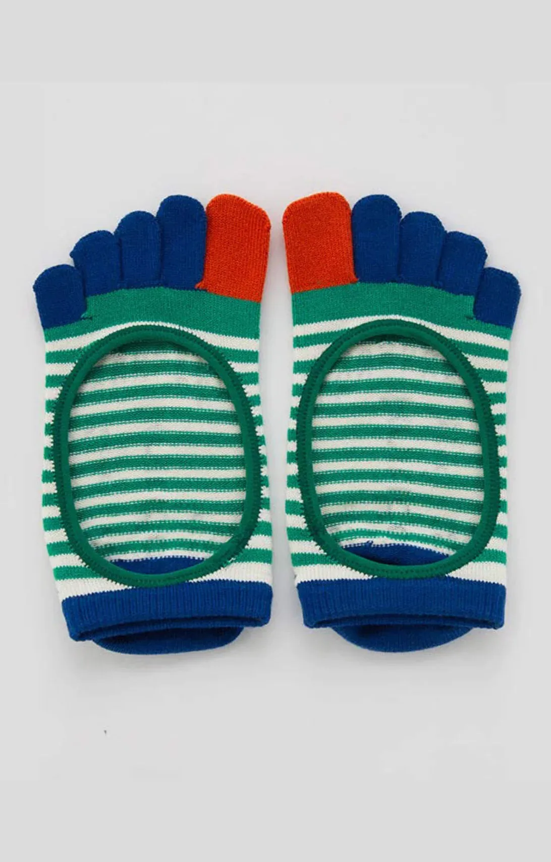 Organic Cotton Stripes Toe Liner Grip Socks