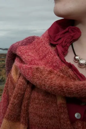 Orkney Landscape Long Scarf in Red Sky at Night