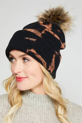 Panache Black & Brown Tie Dye Pom Pom Hat