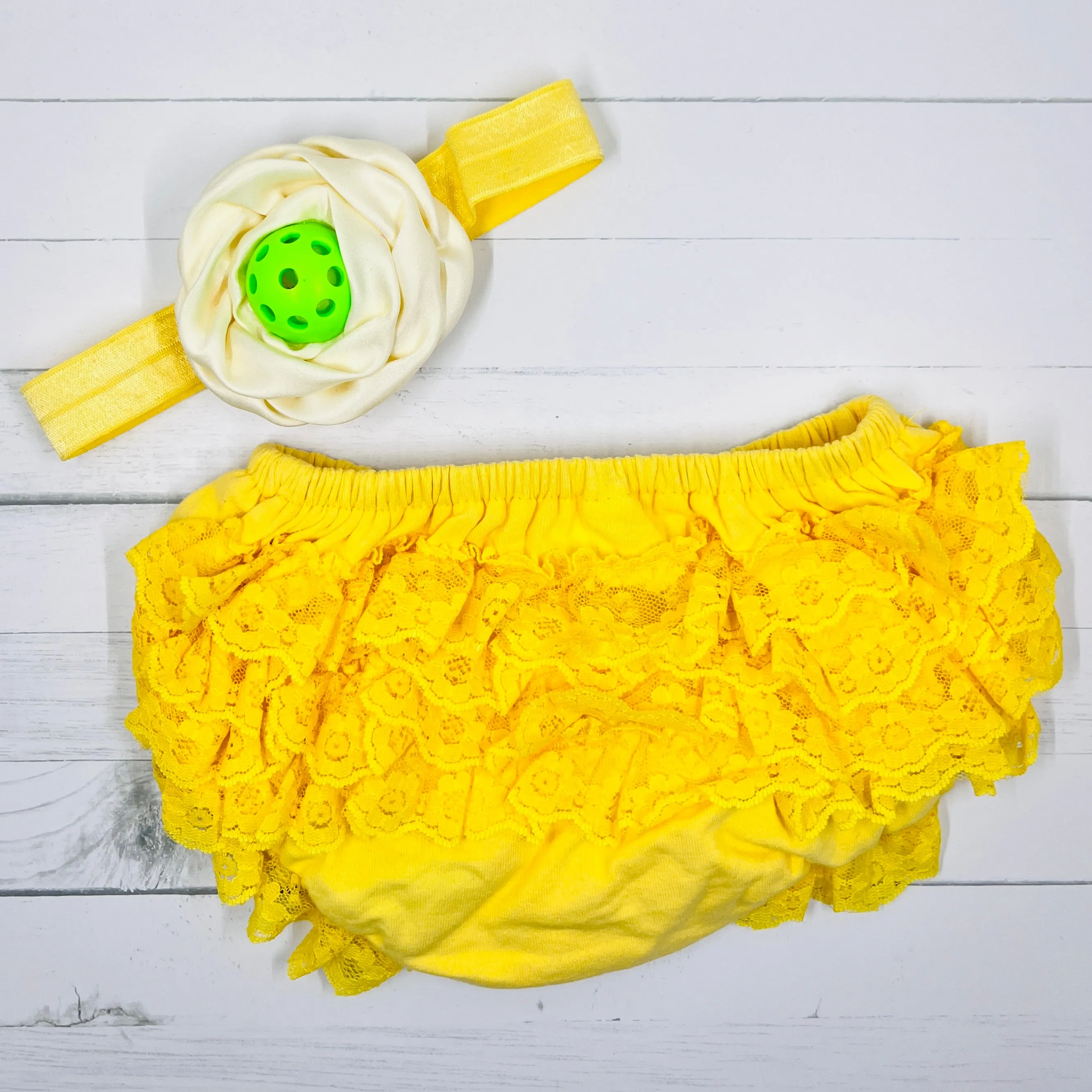 Pickleball Baby Headband And Yellow Bloomer Set | Infant Pickleball Gift