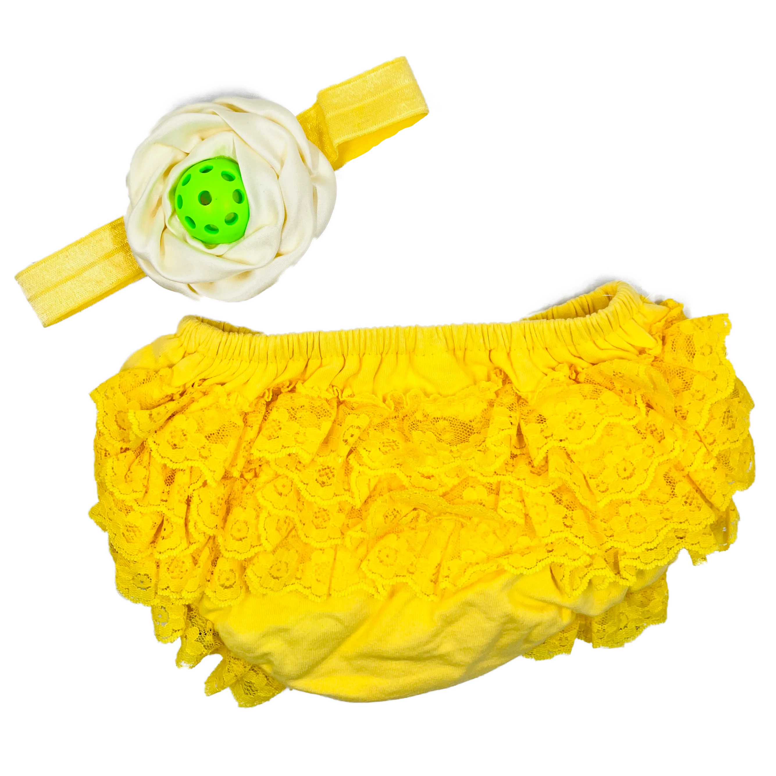 Pickleball Baby Headband And Yellow Bloomer Set | Infant Pickleball Gift