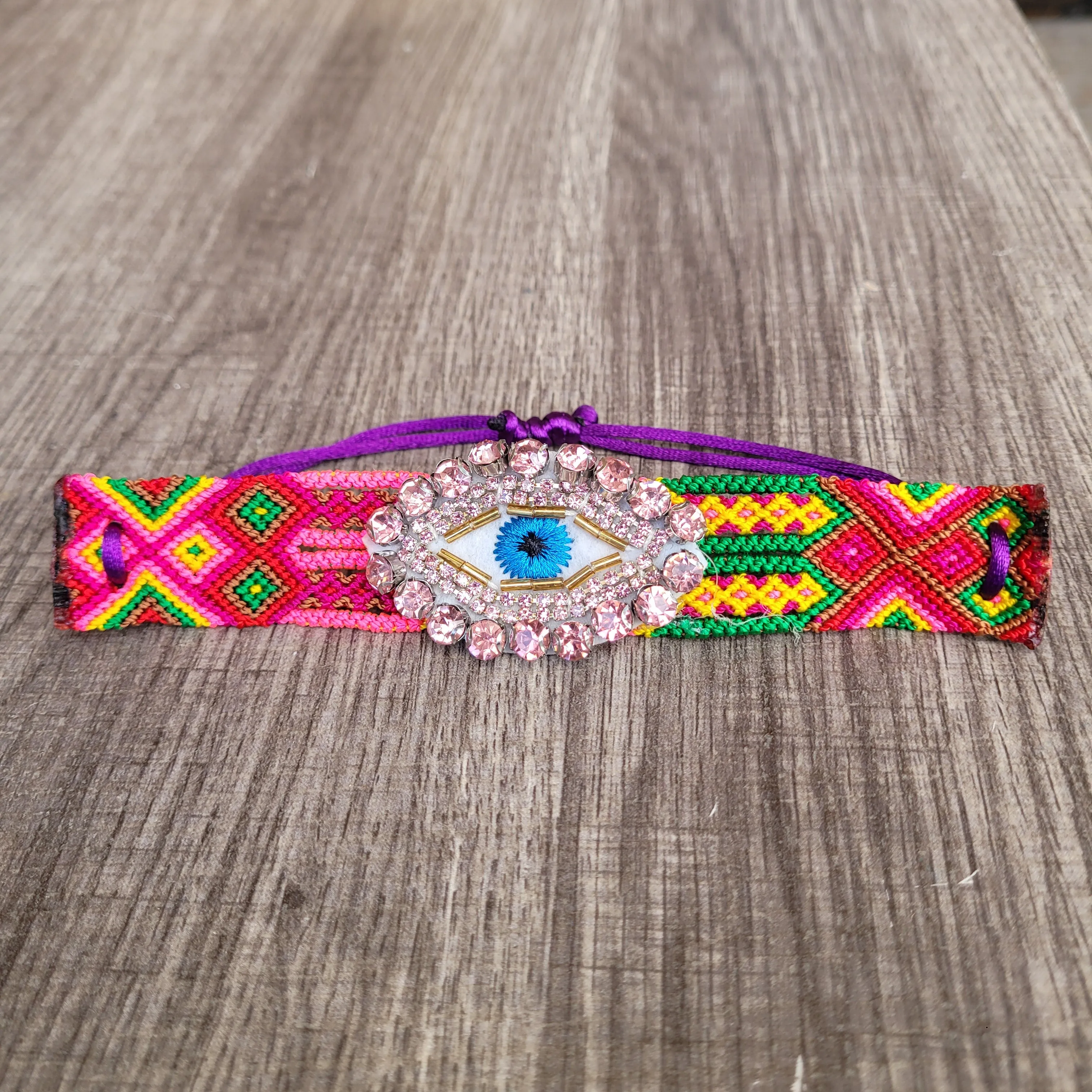 Pink Eye crystal Chiapas bracelet