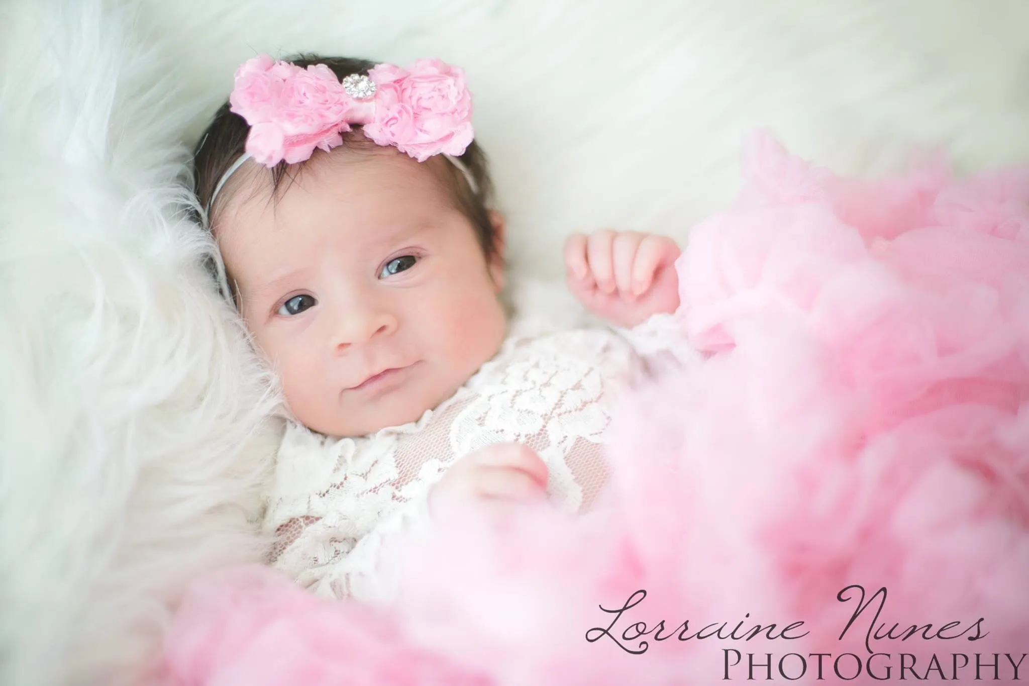 Pink Rosette Baby Headband