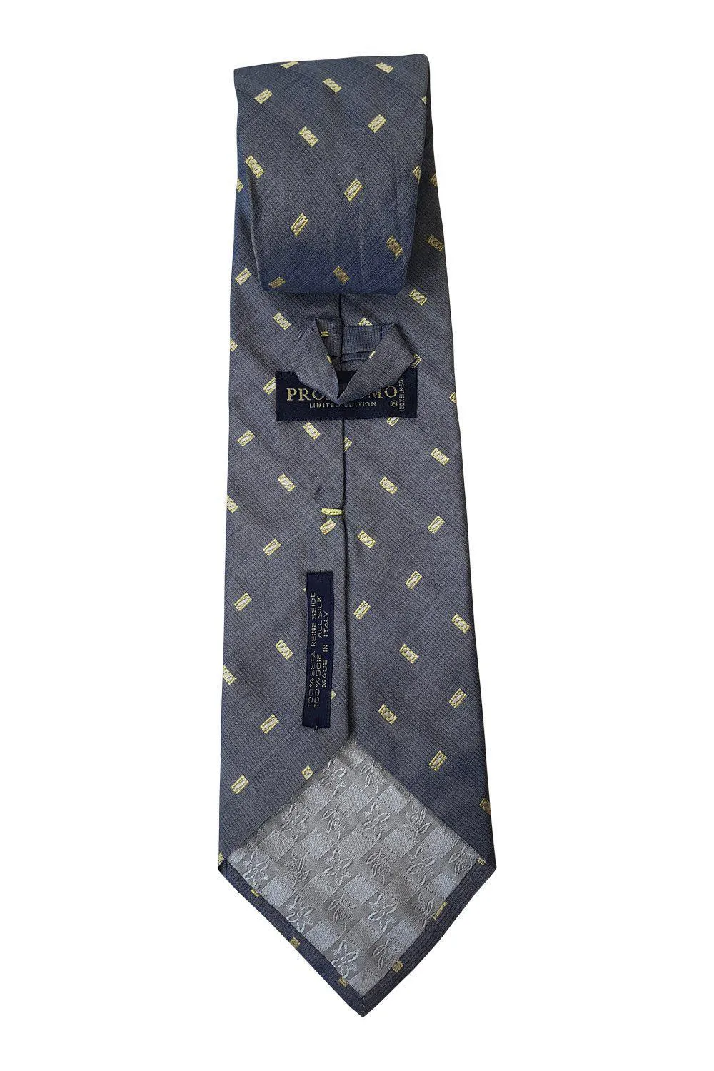 PROFUOMO Grey Tie Yellow Square Repeat 100% Silk (59")