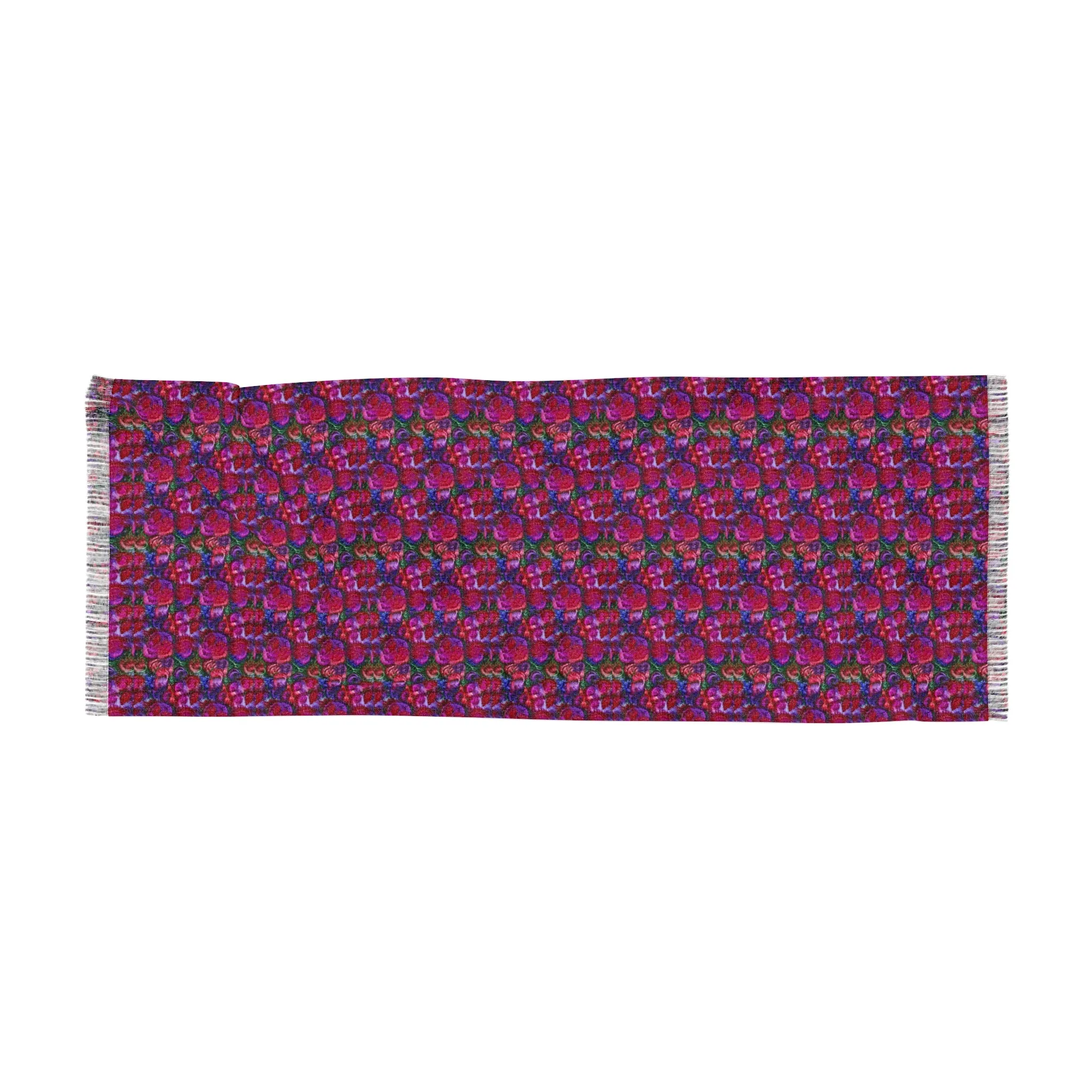 Purple Roses Light Fringe Scarf