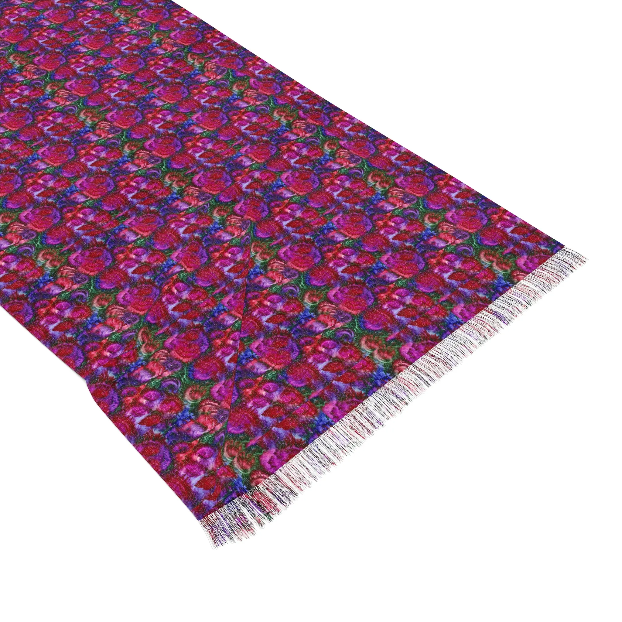 Purple Roses Light Fringe Scarf