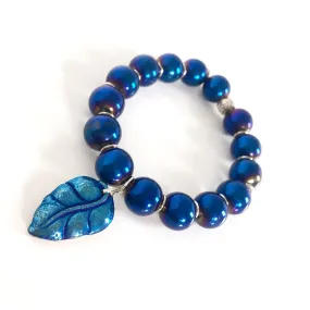 "Leafy Blues" Stretch Bracelet