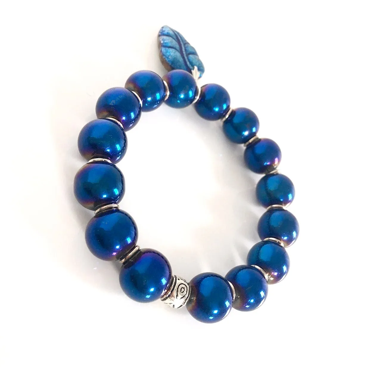 "Leafy Blues" Stretch Bracelet