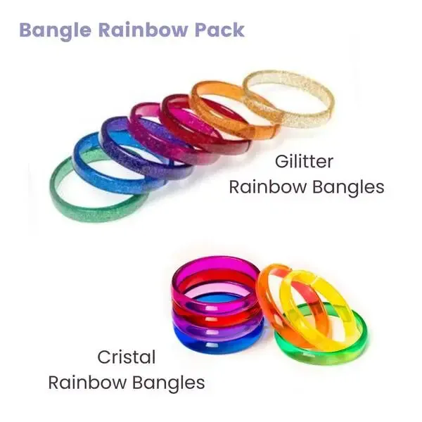 Rainbow colored bangles (single)