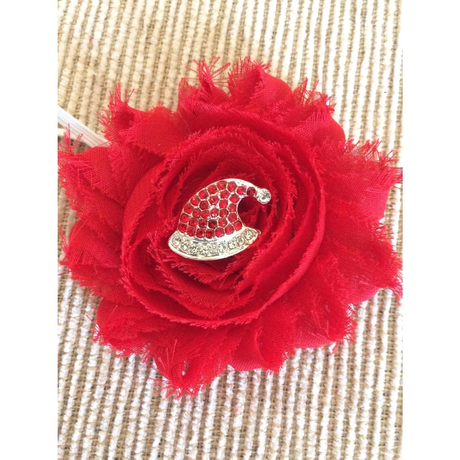 Red Shabby Headband with Crystal