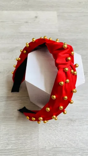 Ruby Jewel Red Gold Bead Headband